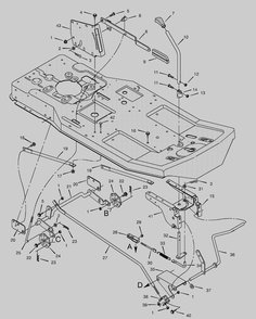 Mower Housing Suspension Diagram and Parts List for 30540X67C  Briggs and Stratton Lawn Tractor